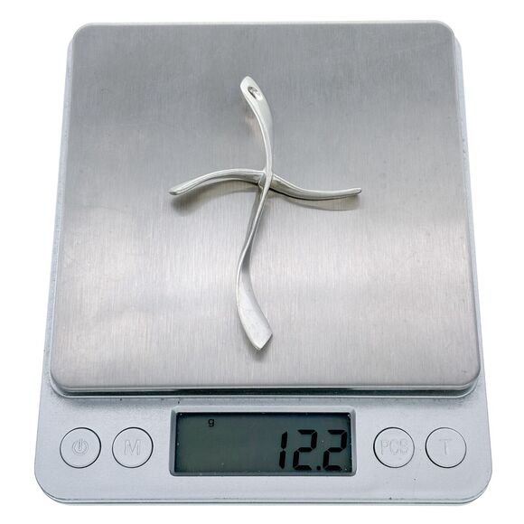 Vintage Italian Sterling Silver 925 Modernist Wavy Religious Cross Pendant - Picture 6 of 6